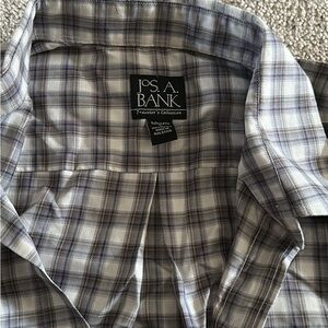 Jos. A. Bank Men's White and Gray Checkered Shirt